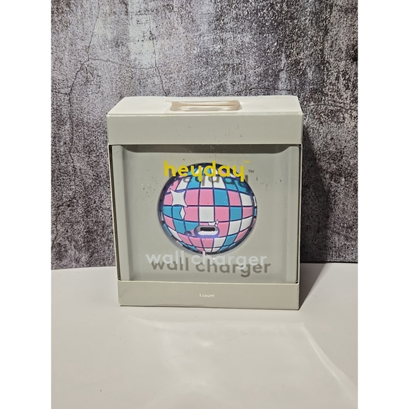 Heyday Other - Single Port USB-C High Charging Speed 15W Max Pink/Blue Disco Ball New (160)